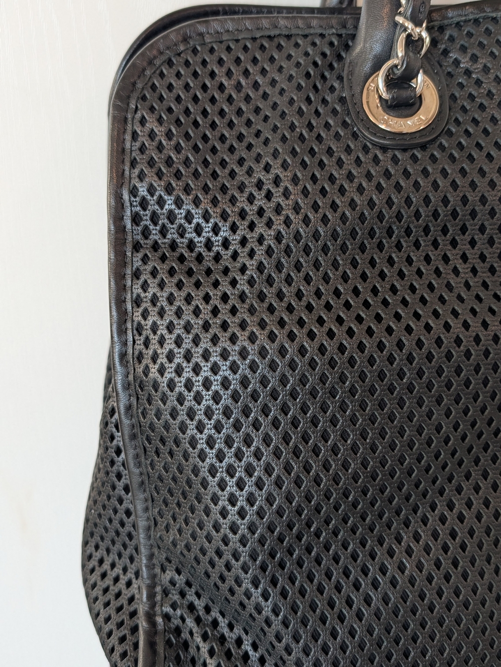 Chanel Black Calfskin Perforated Leather Tote - Picture 8 of 12